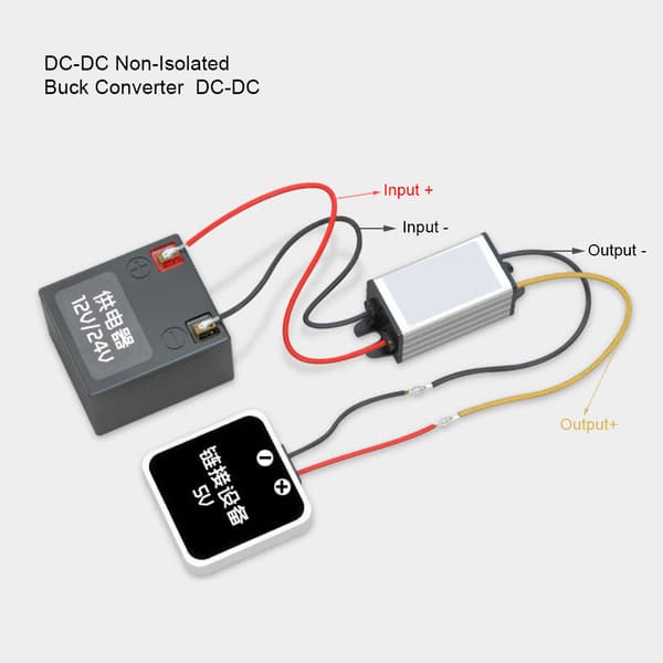 DC-DC-omvandlare 24V till 12V Hög Effektivitet Steg ned Strömförsörjning 5A