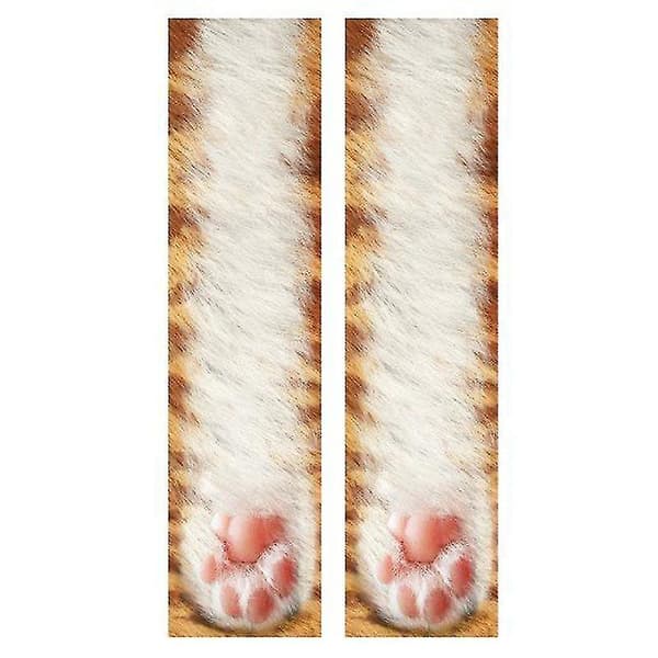 3D Fun Unisex Stretch Print Eläinpyöreät sukat Yellow Cat