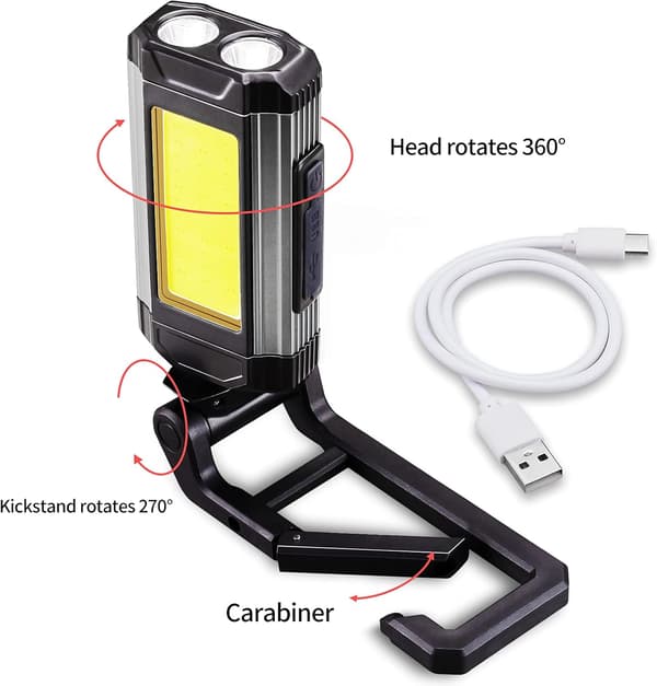 Genopladelig LED-arbejdslampe, COB-områdelampe med magnetisk base