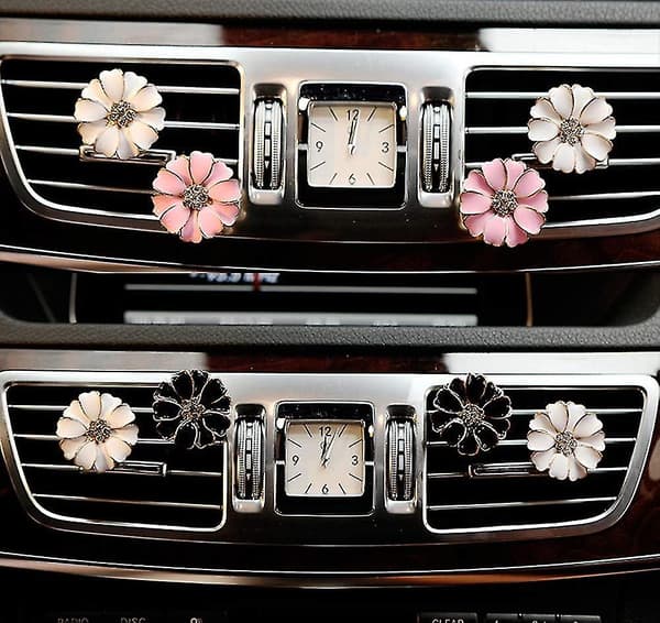 2-pakning Daisy Flowers Biltilbehør Søte Bil Luftfriskere Bling Diamant Luftventilklemmer Bilinteriør (rosa)