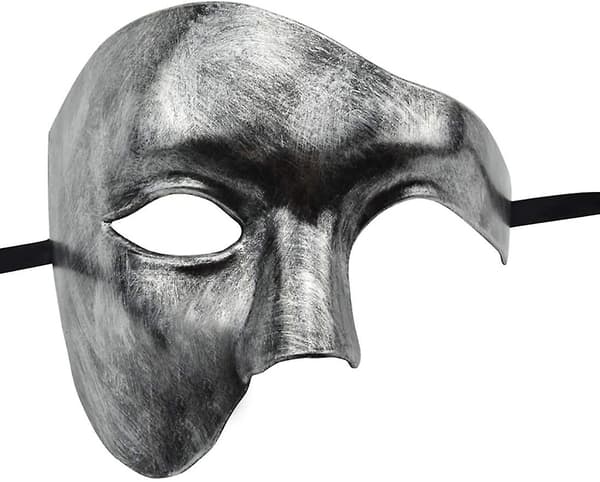 Naamio miehille Halloween Oopperan kummitus -naamiaisnaamio Silver