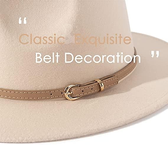 Dam klassisk filt Fedora hatt med bred brätte med bältesspänne