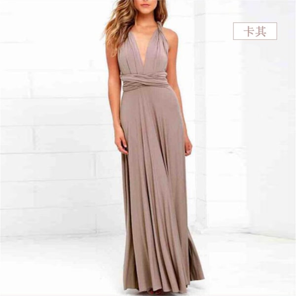 Flera slitage-rep Cross Backless exig Bandage One-Piece Klänning Lång Klänning Khaki Khaki S