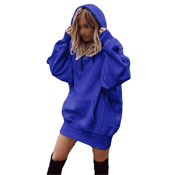 Dam lös tröja T-shirt med luvtröja för dam blue,S