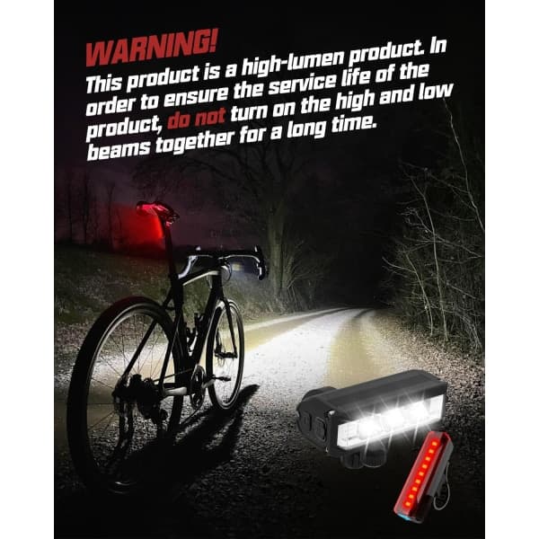 Fram och bak cykellampa, uppladdningsbart set, kraftfulla LED-cykellampor för väg, berg