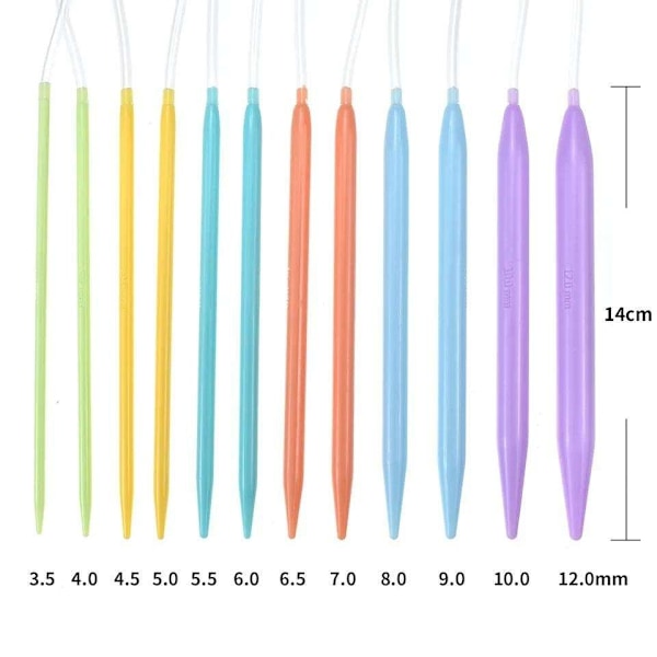 12 st Plaststickor 80 cm, Rundstickor, Verktyg för Stickprojekt multifärg Multicolor one size