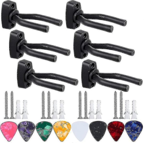 6 stk Gitar Kroker Veggfeste - Gitarholder Plassbesparende Gitar