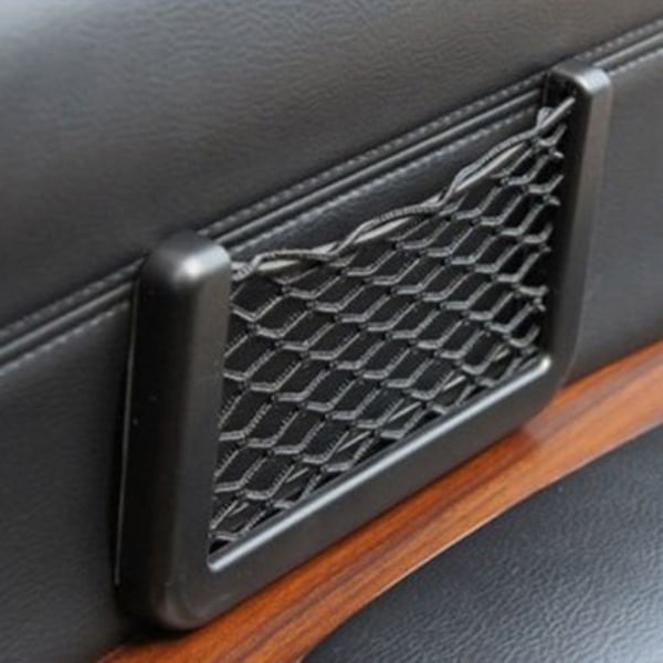 Sort Mesh til opbevaring Bil Bagagerum Mesh Netopbevaringspose Nylon Elastisk Netklæbende pose 20 x 8cm