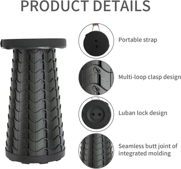 Bærbar teleskopkrakk, oppgradert sammenleggbar campingkrakk Röd