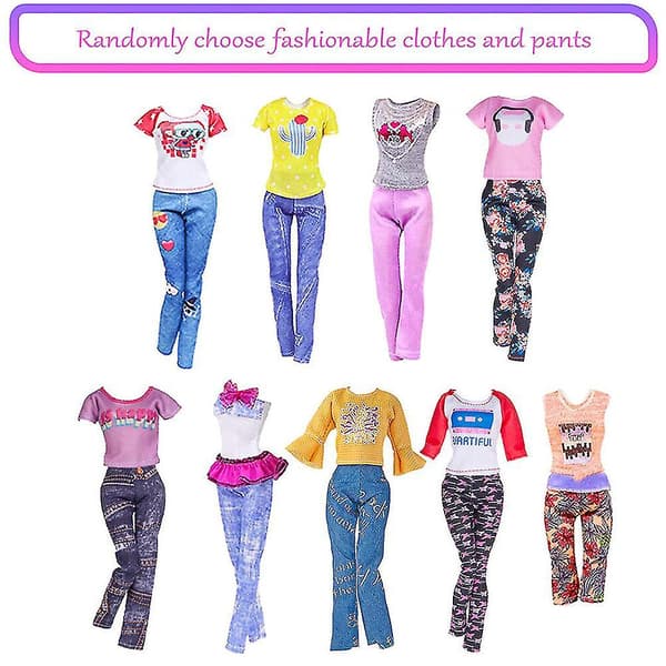 32-pack Barbie dockkläder Toppar Byxor Klänningar Skor Mode Festtillbehör Set Barn Flickor Leksakspresenter