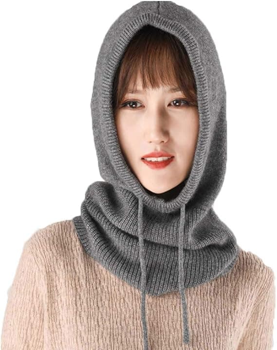 Dame Balaclava Hue Vinter Kasmirstickad Hat Ski Mask Ski Hat Udendørs (Mørkegrå) Dark Grey