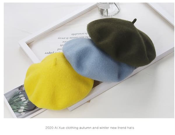 Hatt dame vinter basker, ullbasker, varm hatt ull strikket hatt, gul