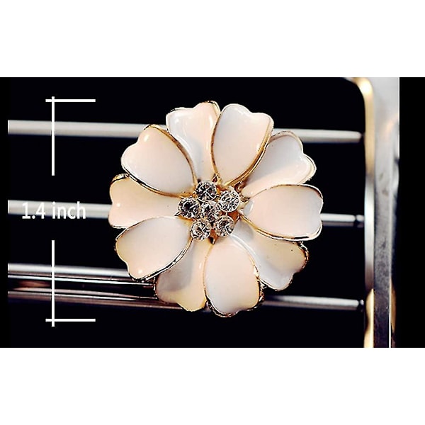 2-pack Daisy Flowers Biltillbehör Söta Bil Luftarom Bling Diamant Luftventilationsklämmor Bilinredning (rosa)