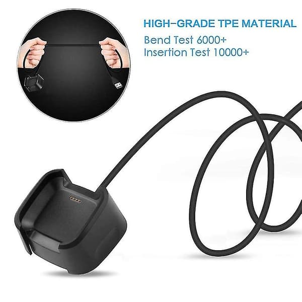 Til Fitbit Versa 2 Oplader Opladningsdockingstation Basestativ Holder med 1 m ladekabel (sort)