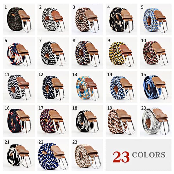 Bälte canvas 23 mönster storlek W26-W36 stretch justerbar längd: 1 Grön / brun multicolor
