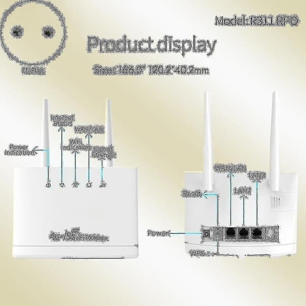 Trådløs router med 5G SIM-kortplads - R311pro (EU-stik) 300 Mbps