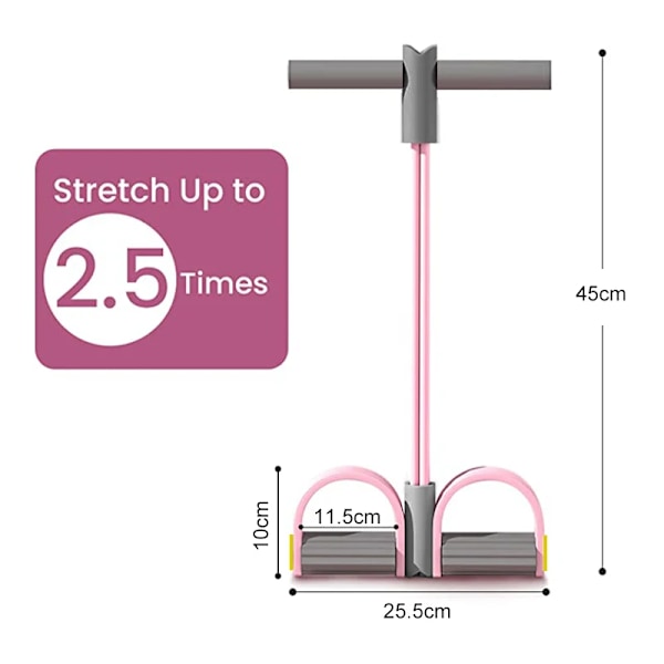 Resistance Bands 4-Tube Yoga Pedal Puller Resistance Band Elastiskt dragrep Fitness för magträning midjearm Pink and Grey