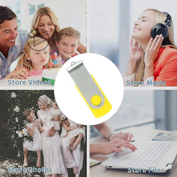 10-pack USB minnen USB 2.0 tumenhet Bulk-pack Snurrbar Memory Stick Vik lagring Jump Drive Zip Drive 10 Pack Yellow 10 Pack Yellow 32GB
