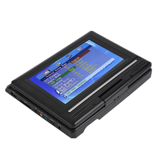 Bärbar DVD-spelare med 7-tums vridbar skärm, laddningsbart batteri, TV, Billaddare, Gamepad - US-kontakt 100-240V 0.1