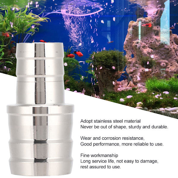 Akvarium rostfritt stål Vattenrör Adapter Fittings Ledkontakt för akvarium 16 mm till 20 mm