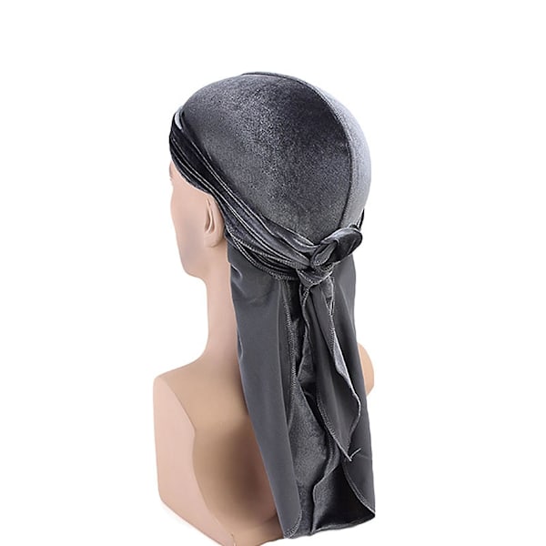 Durag Cap Enfärgad Ultra Mjuk Håll Varm sammet Män Kvinnor Head Wrap med lång svans för vintern