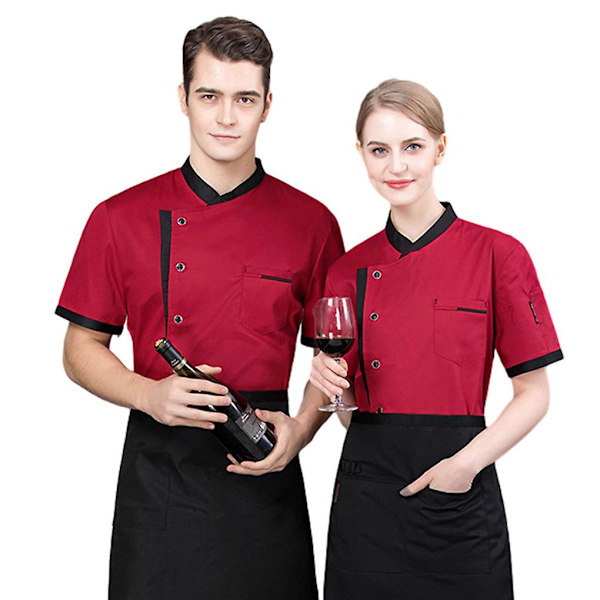 Kockjacka Kockrock Kockuniformer Billiga Toppar Hotell Matlagningskläder XL XL Red