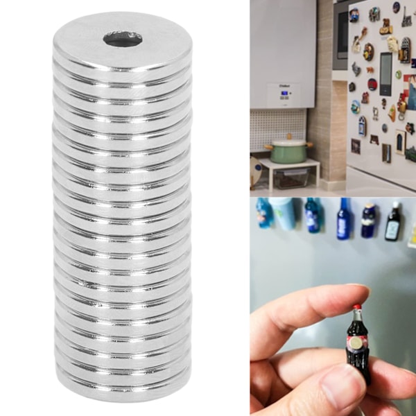 20 st Hålmagneter 20x3mm Neodym Skiva Ringmagnet M5 Sällsynta Jordartsmetaller Rund Magnet för Fästning