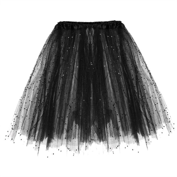 Tyllkjol dam Tutu 50-tals Rockabilly Underkjol Balett Firt Tyll Dansklänning Karnevalskostym Svart