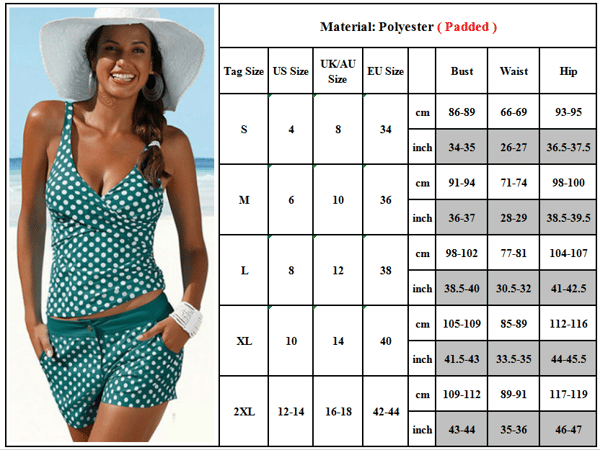 2 stk Dame V-hals Badetøy Polka Dot Boxer Badedrakt Svart Black S