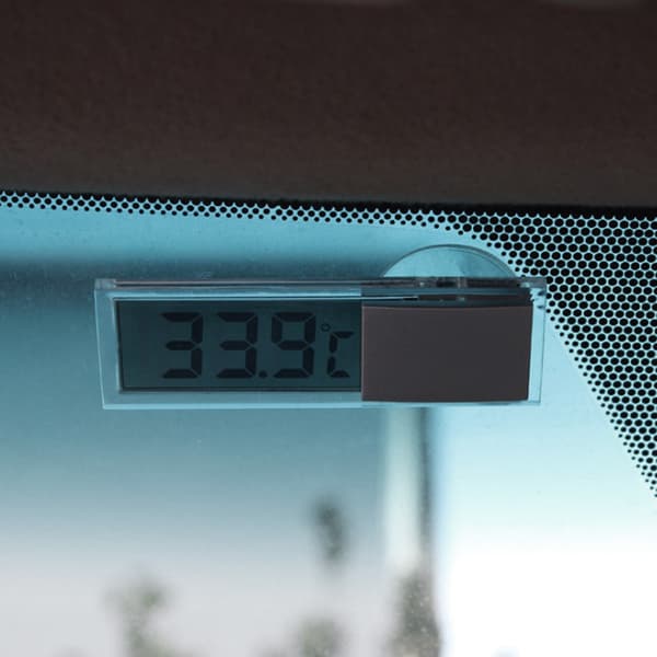 Mini Bil Digital klokke Auto Watch / Automotive Termometer med Sugekopp null - B