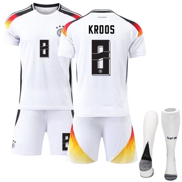 2024 UEFA EM Kroos Barn Fotbollströja Kit Tyskland Hemma Nr.8 Home White 20