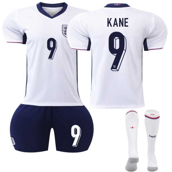 2024 UEFA EM Kane Barn Fotbollströja Kit England Hemma Nr.9 Home 18