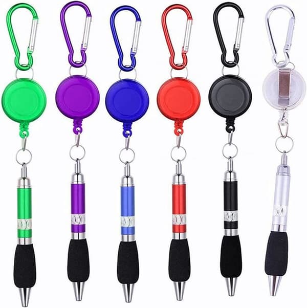 6 st Clip On Pennor Karabinhake Pennor Retractable Badge Reel