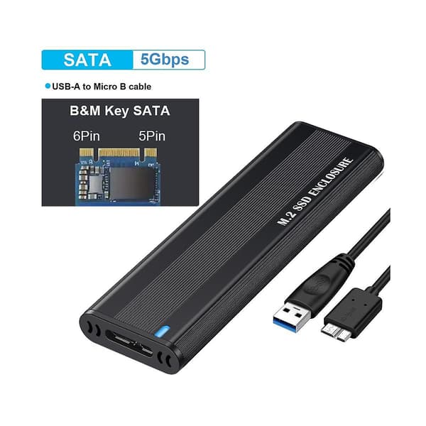 M2 SSD-hölje NGFF 5 Gbps SATA-protokoll M.2 till USB 3.1 Gen1 SSD-adapter för NGFF SATA SSD-diskbox M.2
