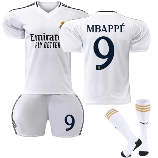 24-25 Real Madrid Hemma Barn Fotbollströja Nr 9 Mbappe Aldult Jersey XS