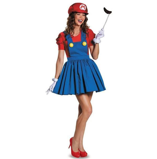 Halloween Super Mario Cosplayklänning för kvinnor red red L