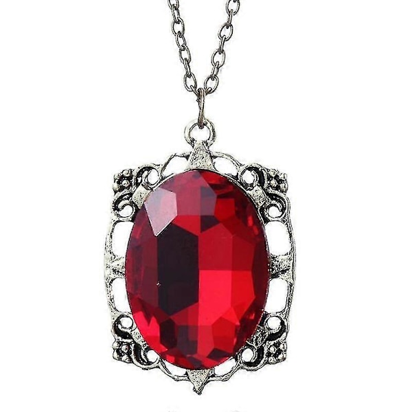 The Vampire Diaries Halsband Elena Gilbert Halsband för Kvinnor Film Smycken Charm Katherine Klaus Forbes Blå Sten Chok 009 red