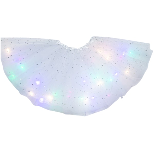 Lysande LED fluffig kjol för flickor Layered Balett Dance Plissed kjol för födelsedag Rose Red