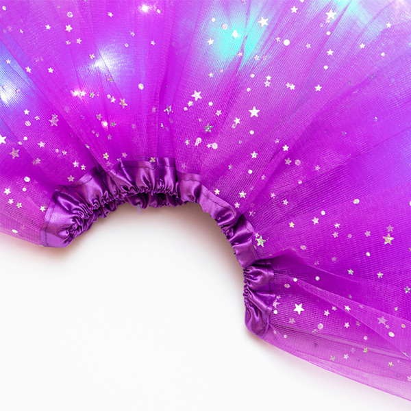 Lysande LED fluffig kjol för flickor Layered Balett Dance Plissed kjol för födelsedag Pink