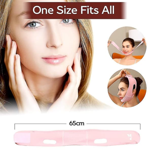 Genanvendelig V Line Maske Ansigts Slankende Rem Dobbelt Hage Reducer Pink