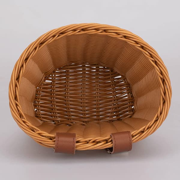 Barn Cykelkorg Fram Vävd Wicker Cykelkorg Med Styre Streamers , ; Brown