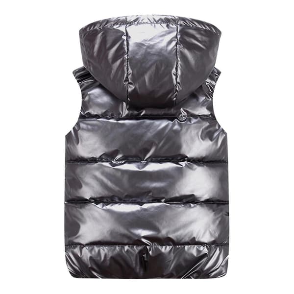 Sliktaa Unisex Kiiltävä Vedenpitävä Hihaton Takki Kevyt Toppaliivi - Harmaa Grey M