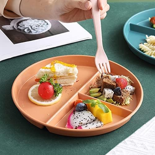Portion Control Tallrikar, Delade Tallrikar för Vuxna, Runda Bariatriska Middagstallrikar för Vuxna, Diskmaskinsäkra