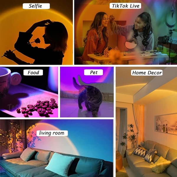 Solnedgangslampe projektor, sollys lampe projektion wit