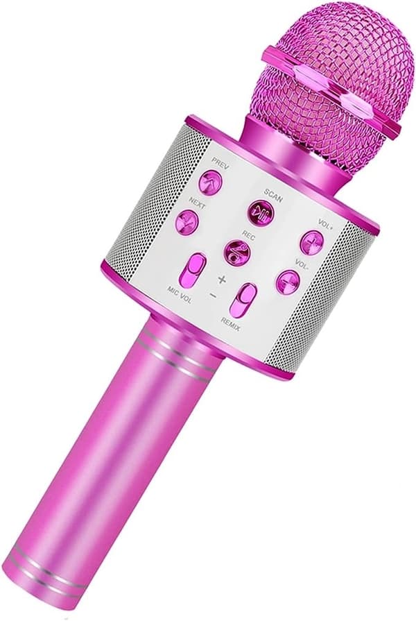 Karaoke mikrofon med högtalare och Bluetooth Pink Rosa