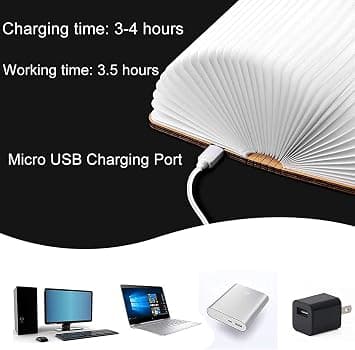 360° sammenleggbar magnetisk boklampe USB oppladbar dekorasjon 14,5 cm