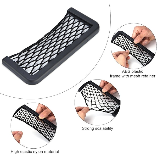 Sort Mesh til opbevaring Bil Bagagerum Mesh Netopbevaringspose Nylon Elastisk Netklæbende pose 20 x 8cm
