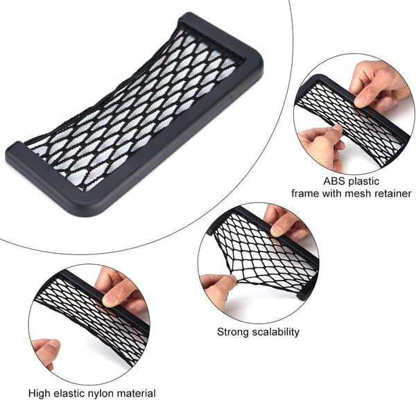 Svart Mesh for oppbevaring Bil Trunk Mesh Nett Oppbevaringspose Nylon Elastisk Nettklebende pose 20 x 8cm