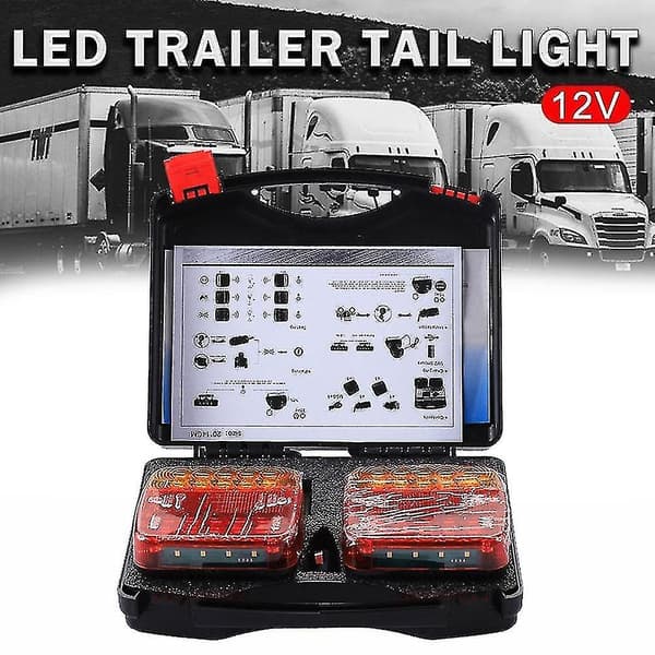 2 stk LED-baklys for tilhenger, trådløse, magnetiske