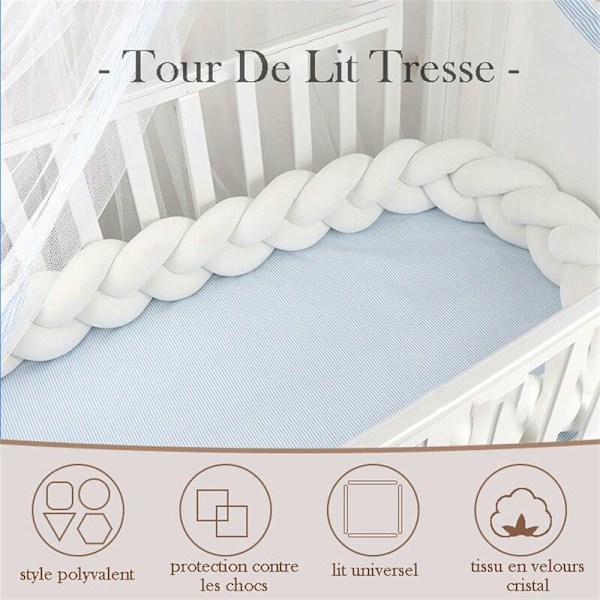 Baby Crib Bumper - 1 meter flätad babykudde orm flätad stötfångare sammet spjälskydd nyfödd spjälskydd